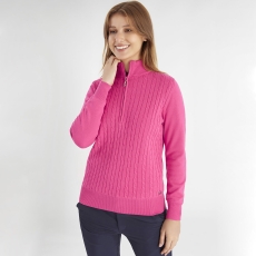 Green Lamb Lined Half Zip cable Sweater | Clearance from Miss Designer ...